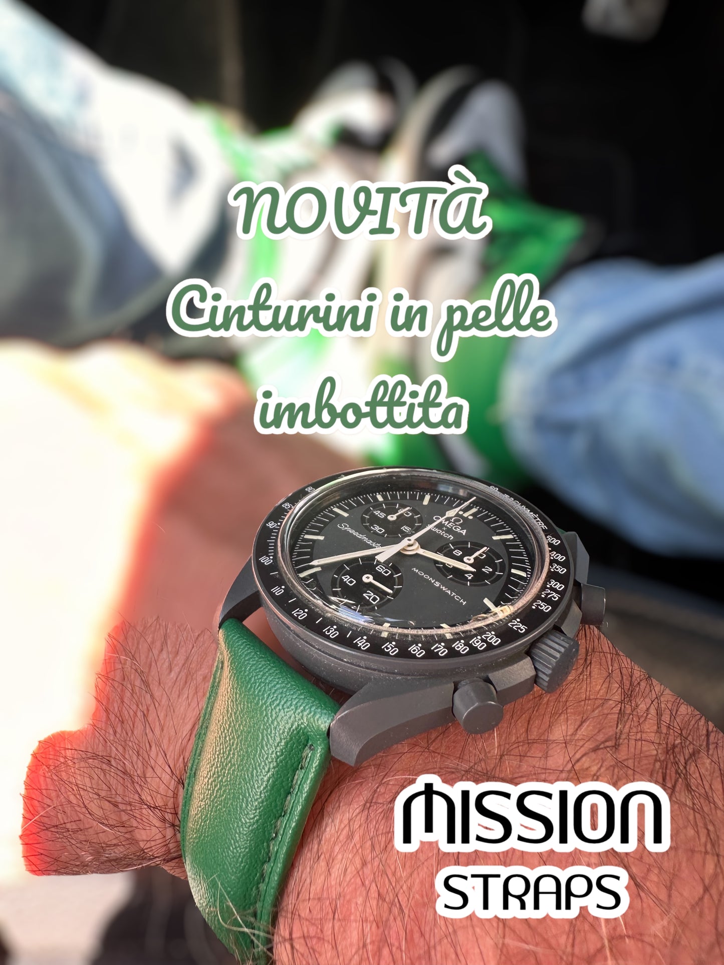 Cinturini PELLE IMBOTTITA di qualità per Omega x Swatch