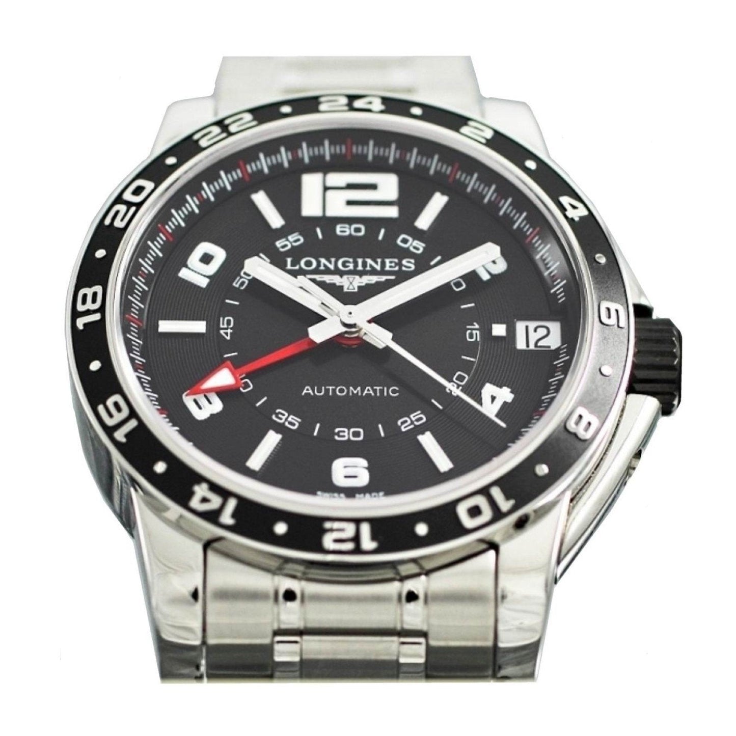 Longines orologio Admiral GMT 42mm nero automatico acciaio L3.668.4.56.6