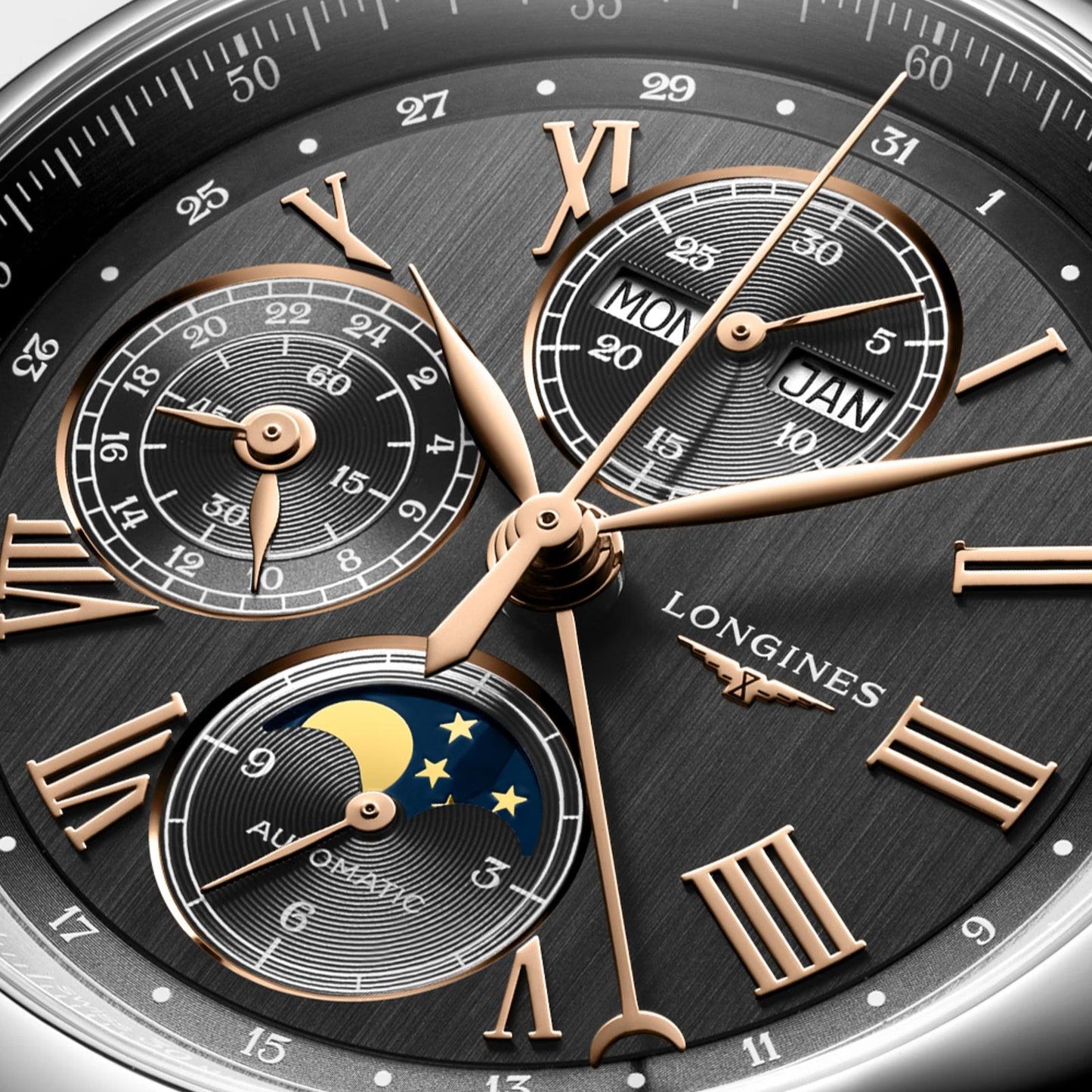 Longines orologio Master Collection 42mm antracite automatico acciaio L2.773.4.61.2