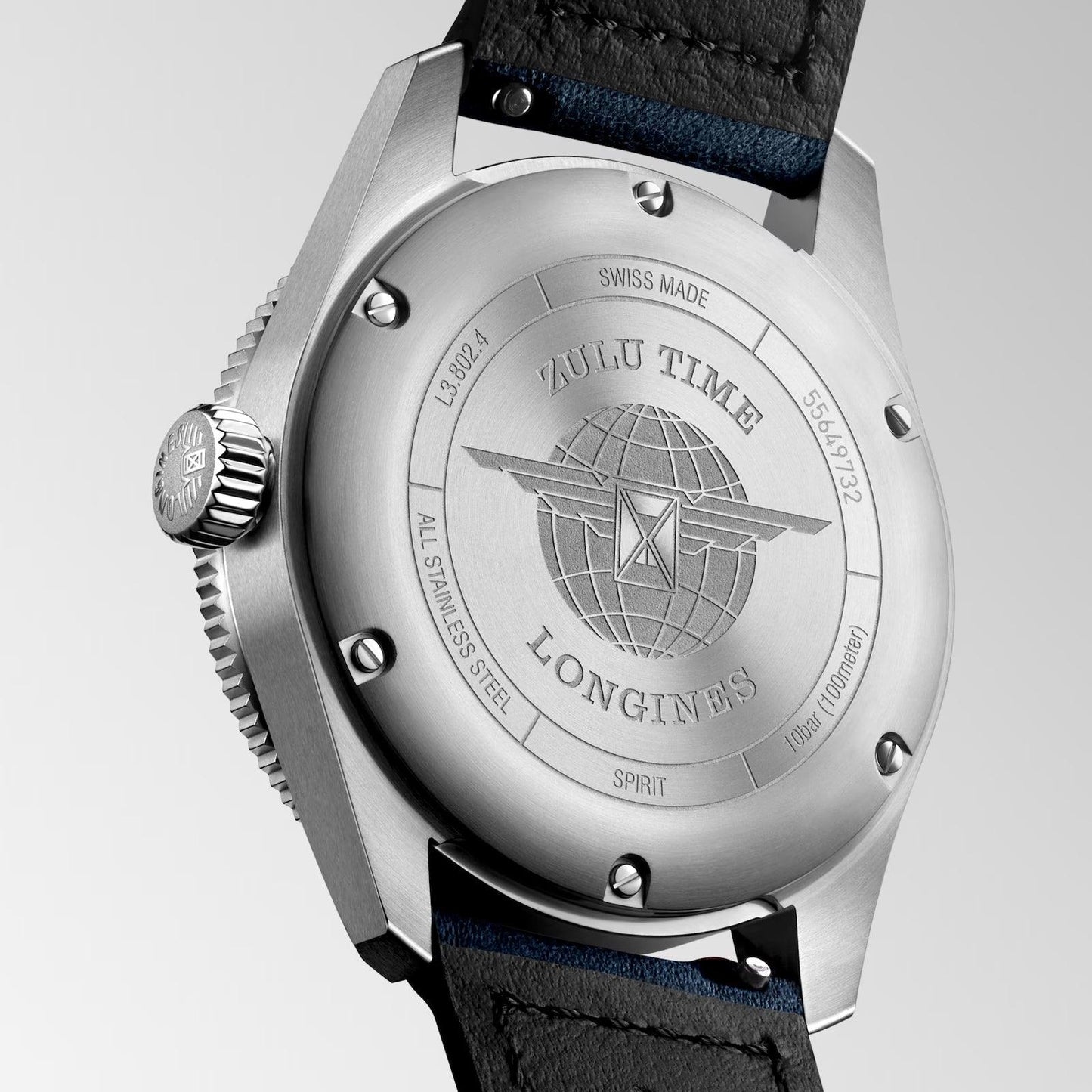 Longines orologio Spirit Zulu Time 39mm blu automatico acciaio L3.802.4.93.2