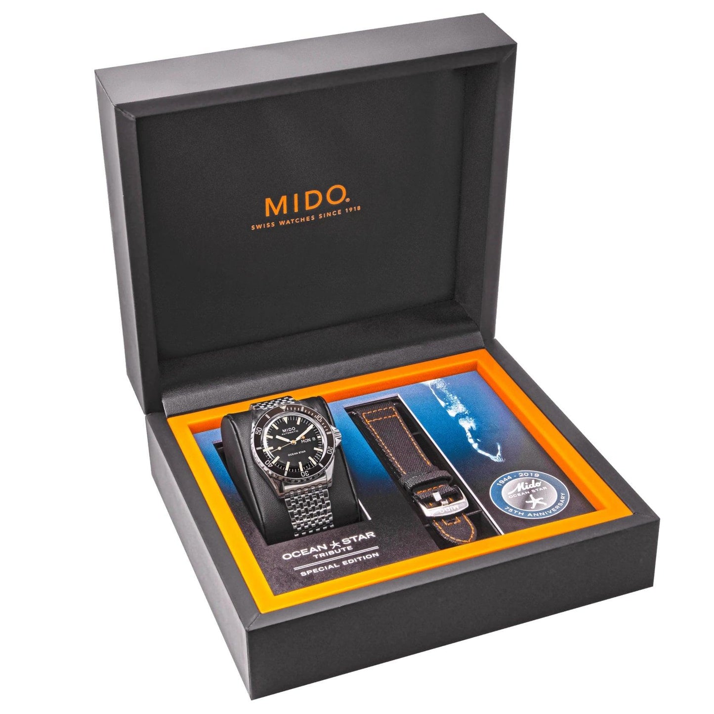 Mido orologio Ocean Star Tribute nero 41mm automatico special edition 75th anniversary doppio cinturino M026.830.11.051.00