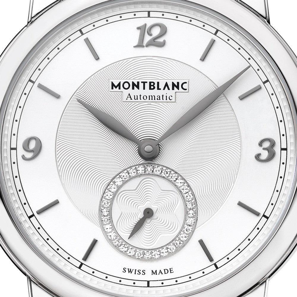 Montblanc orologio Star Legacy Small Second 36mm argento diamanti automatico acciaio 118511