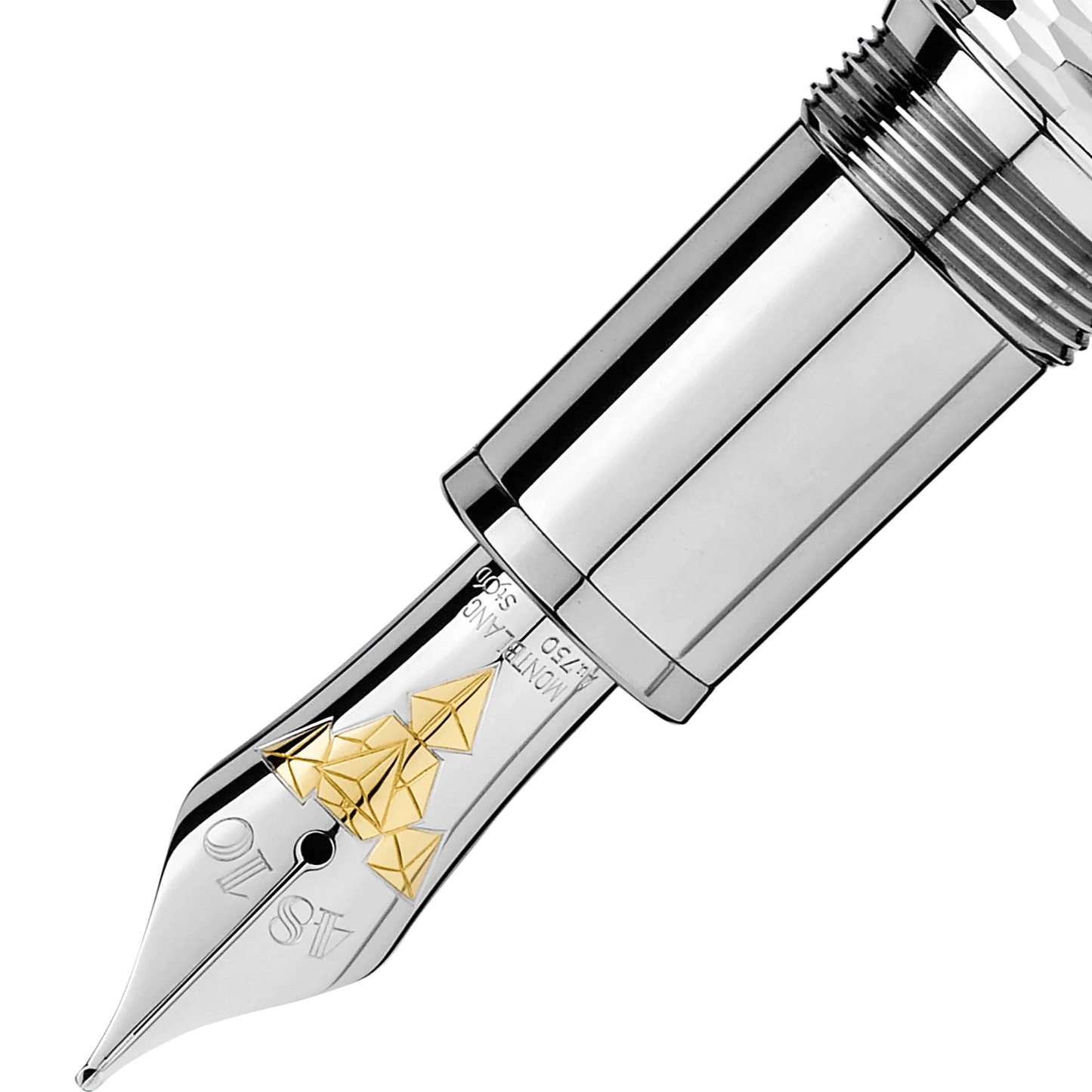 Montblanc stilografica Meisterstück Geometry Solitaire LeGrand punta M finitura platino colore argento 118097