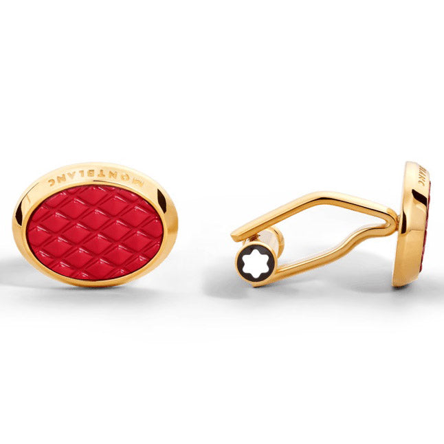 Montblanc gemelli ovali Meisterstück acciaio finitura PVD oro giallo 134469