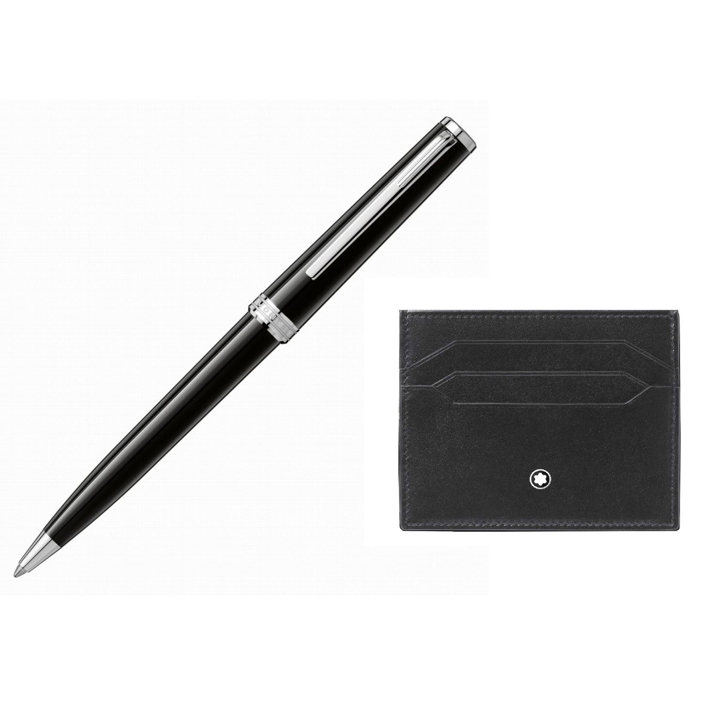 Montblanc set sfera Pix e portacarte di credito 6cc Meisterstuck nera 137793