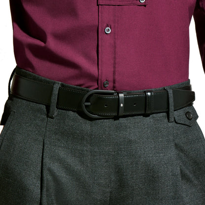 Montblanc cintura 35 mm pelle nera con fibbia a ferro di cavallo 199650