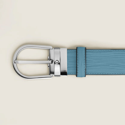 Montblanc cintura 35 mm pelle blu fumé con fibbia a ferro di cavallo 199645