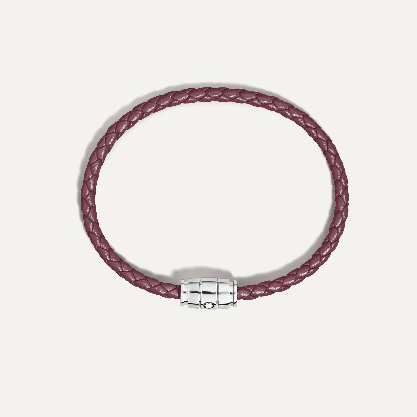 Montblanc bracciale in acciaio a 3 anelli e pelle Meisterstück Cassis misura L 13431368