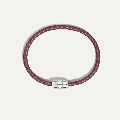 Montblanc bracciale in acciaio a 3 anelli e pelle Meisterstück Cassis misura L 13431368