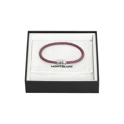 Montblanc bracciale in acciaio a 3 anelli e pelle Meisterstück Cassis misura L 13431368