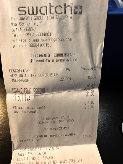 Orologio OmegaxSwatch Super Blue Moonphase Edizione Limitata S033N700