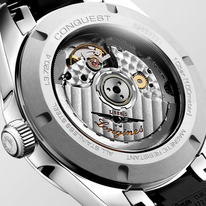 Longines orologio Conquest 38mm nero automatico acciaio L3.720.4.52.9