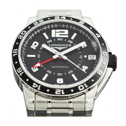 Longines orologio Admiral GMT 42mm nero automatico acciaio L3.668.4.56.6