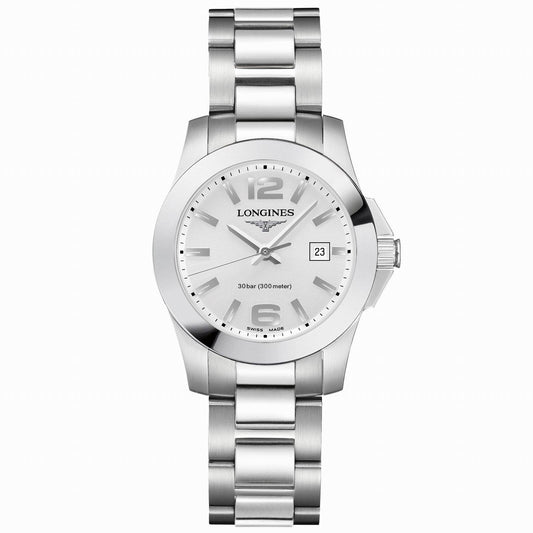 Longines orologio Conquest 29,5mm argento acciaio quarzo L3.376.4.76.6