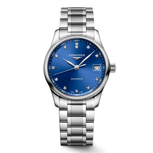 Longines orologio Master Collection 34mm blu diamanti automatico acciaio L2.357.4.98.6