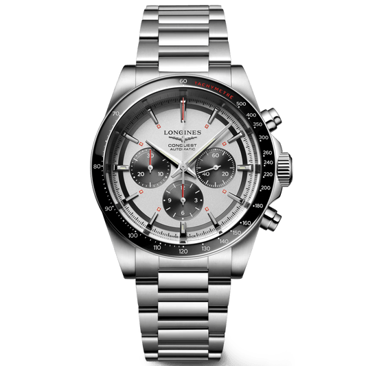 Longines orologio New Conquest 42mm argento automatico acciaio L3.835.4.72.6