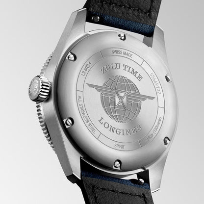 Longines orologio Spirit Zulu Time 39mm blu automatico acciaio L3.802.4.93.2