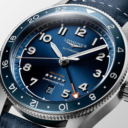 Longines orologio Spirit Zulu Time 42mm blu automatico acciaio L3.812.4.93.2
