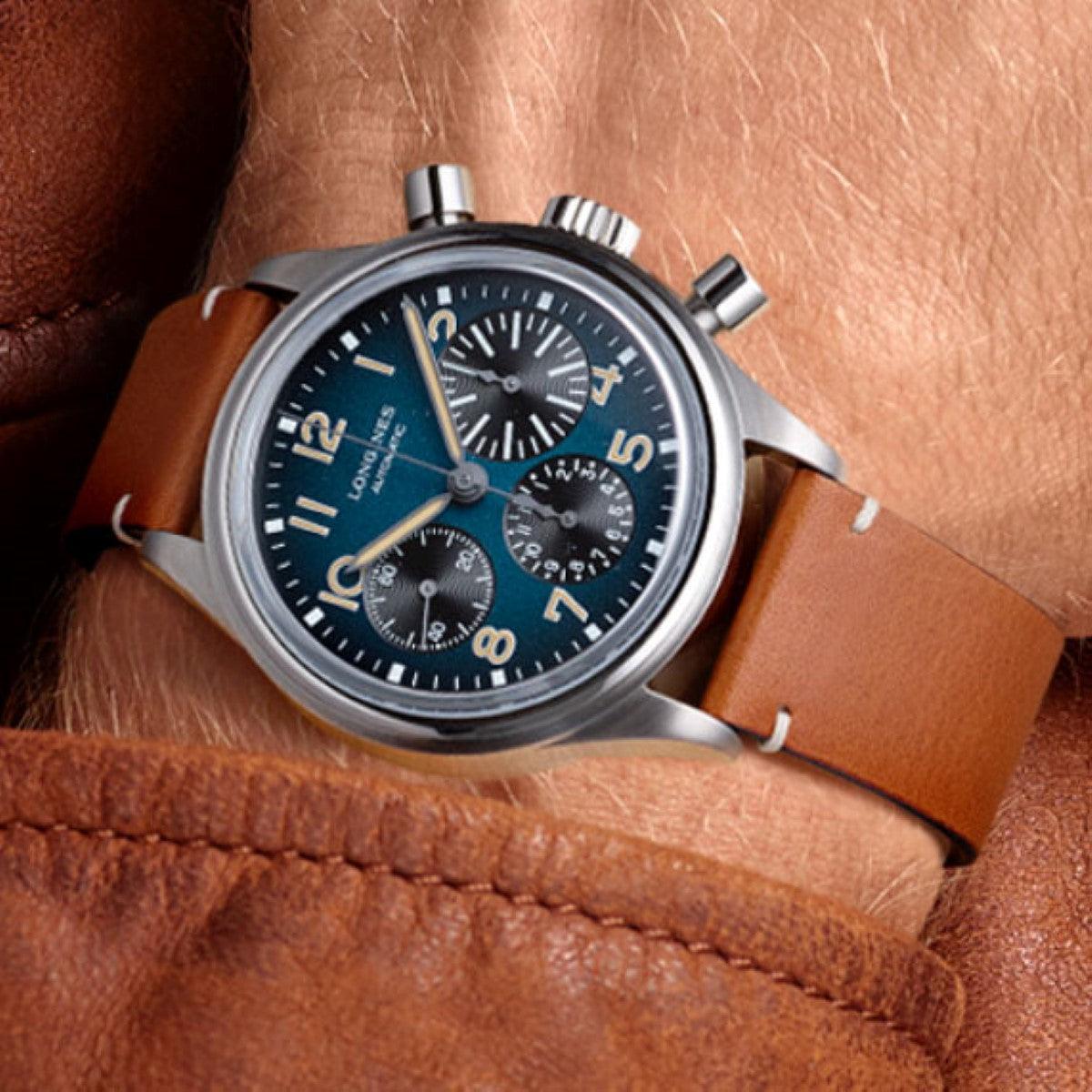 Longines orologio The Longines Avigation BigEye 41mm petrolio cronografo automatico titanio L2.816.1.93.2