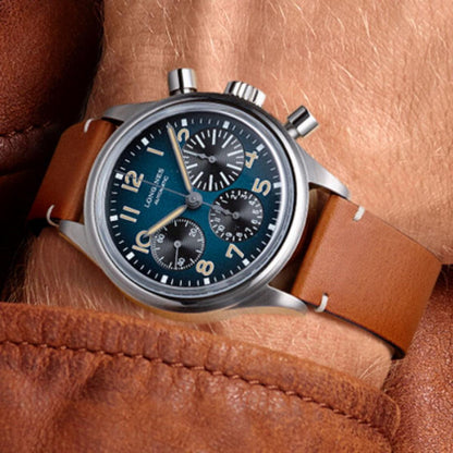 Longines orologio The Longines Avigation BigEye 41mm petrolio cronografo automatico titanio L2.816.1.93.2