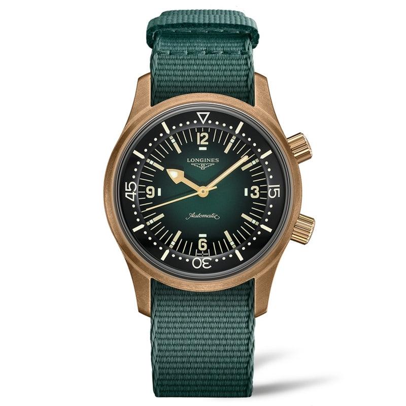 Longines orologio The Longines Legend Diver Watch 42mm verde automatico bronzo titanio L3.774.1.50.2