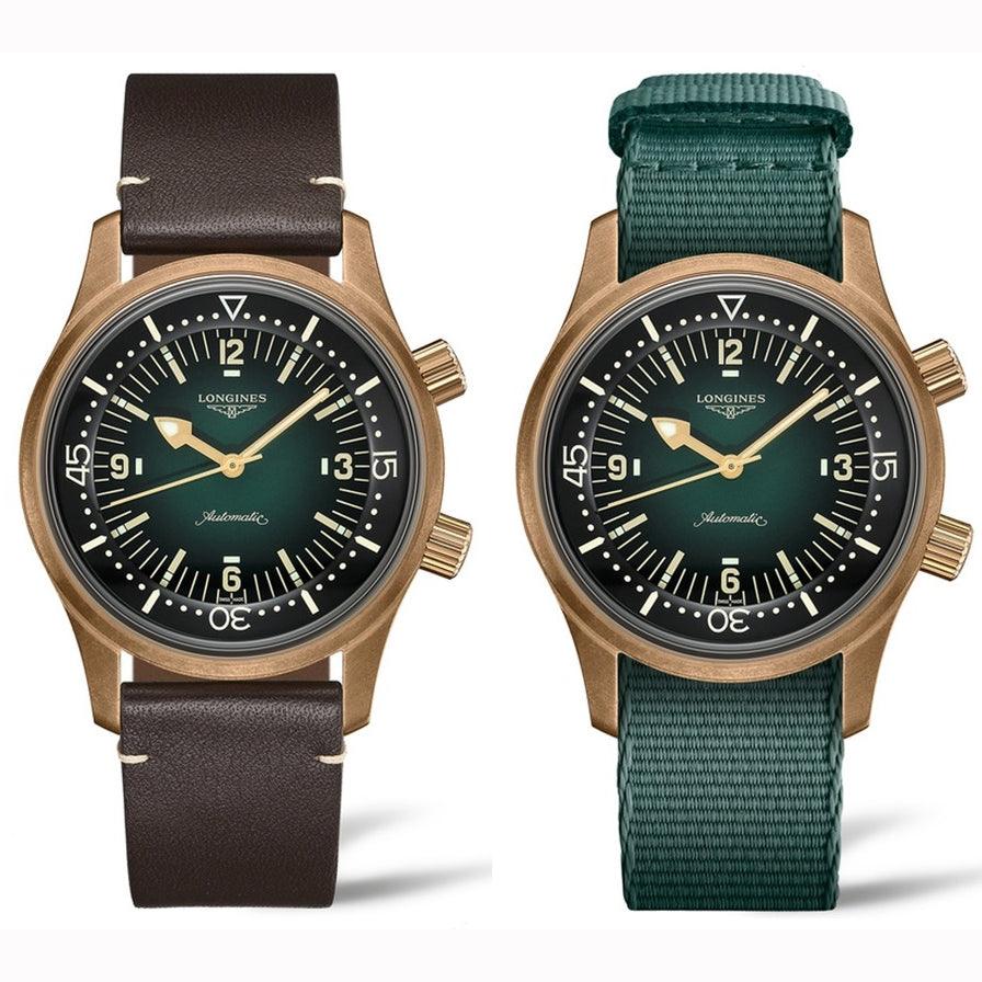 Longines orologio The Longines Legend Diver Watch 42mm verde automatico bronzo titanio L3.774.1.50.2
