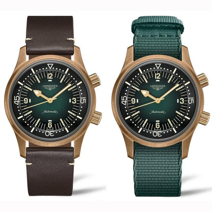 Longines orologio The Longines Legend Diver Watch 42mm verde automatico bronzo titanio L3.774.1.50.2