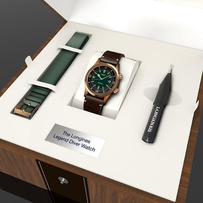 Longines orologio The Longines Legend Diver Watch 42mm verde automatico bronzo titanio L3.774.1.50.2