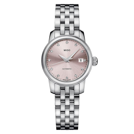 Mido orologio Baroncelli Lady Twenty Five 25mm rosa automatico acciaio M039.007.11.336.00