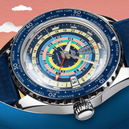 Mido orologio Ocean Star Decompression Worldtimer Special Edition 40mm blu automatico acciaio M026.829.17.041.00
