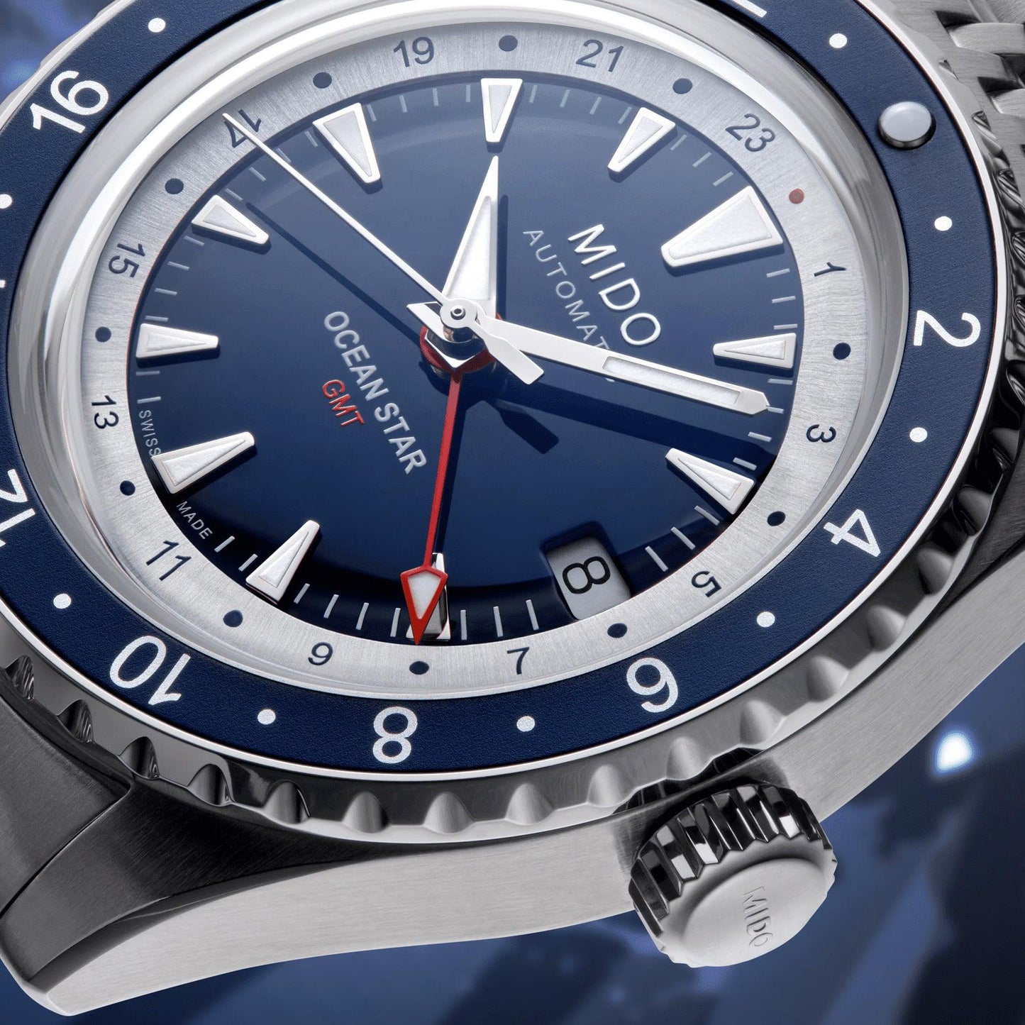 Mido orologio Ocean Star GMT edizione speciale 40mm blu automatico acciaio M026.829.18.041.00