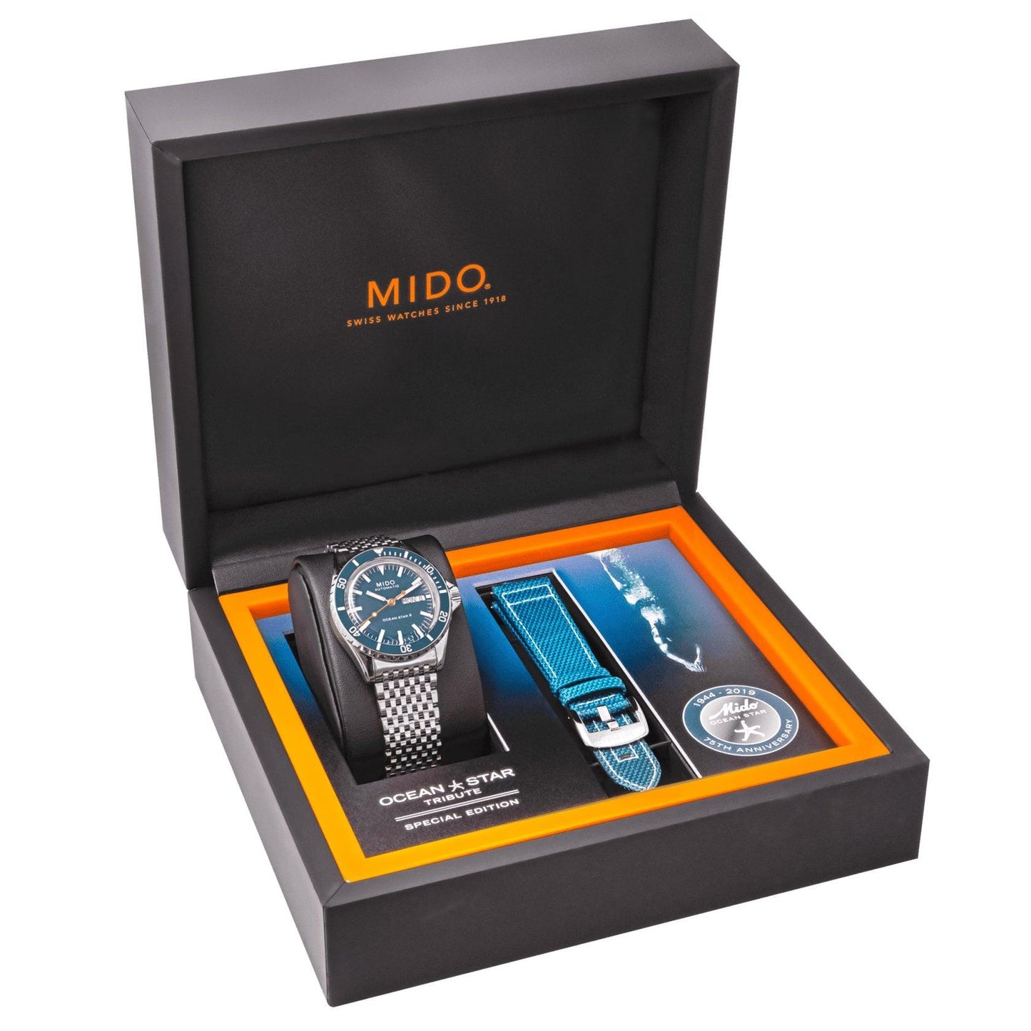 Mido orologio Ocean Star Tribute blu 41mm automatico special edition 75th anniversary doppio cinturino M026.830.11.041.00