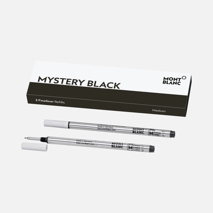 Montblanc 2 refill per fineliner punta M Mystery Black nero 128246