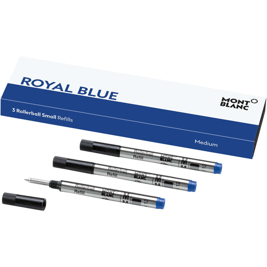 Montblanc 3 refill piccoli per roller punta M Royal Blue blu 128241