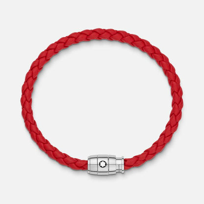 Montblanc bracciale pelle intrecciata rossa chiusura a 3 anelli misura M 130902 63
