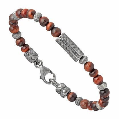 Montblanc bracciale Wrap Me con sfere in occhio di tigre argento 925 misura L 12616368