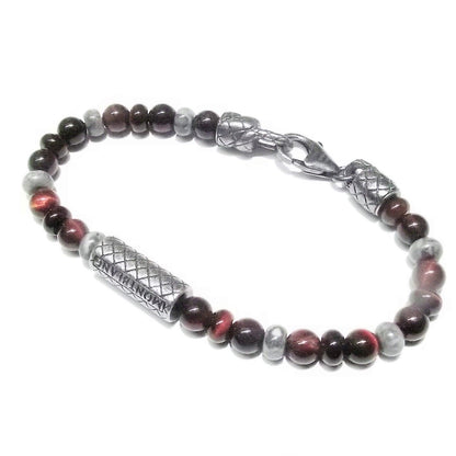 Montblanc bracciale Wrap Me con sfere in occhio di tigre argento 925 misura L 12616368