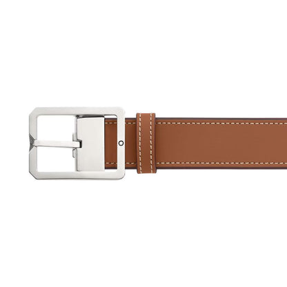 Montblanc cintura 35mm con fibbia rettangolare in pelle marrone/grigio reversibile misura regolabile 131164