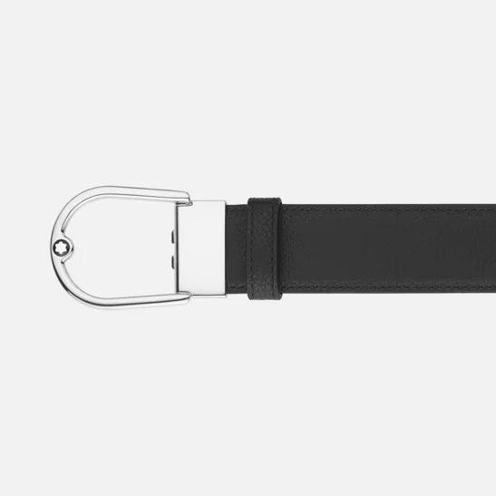 Montblanc cintura 35mm fibbia ferro di cavallo pelle granulata reversibile ebano/nero 198632