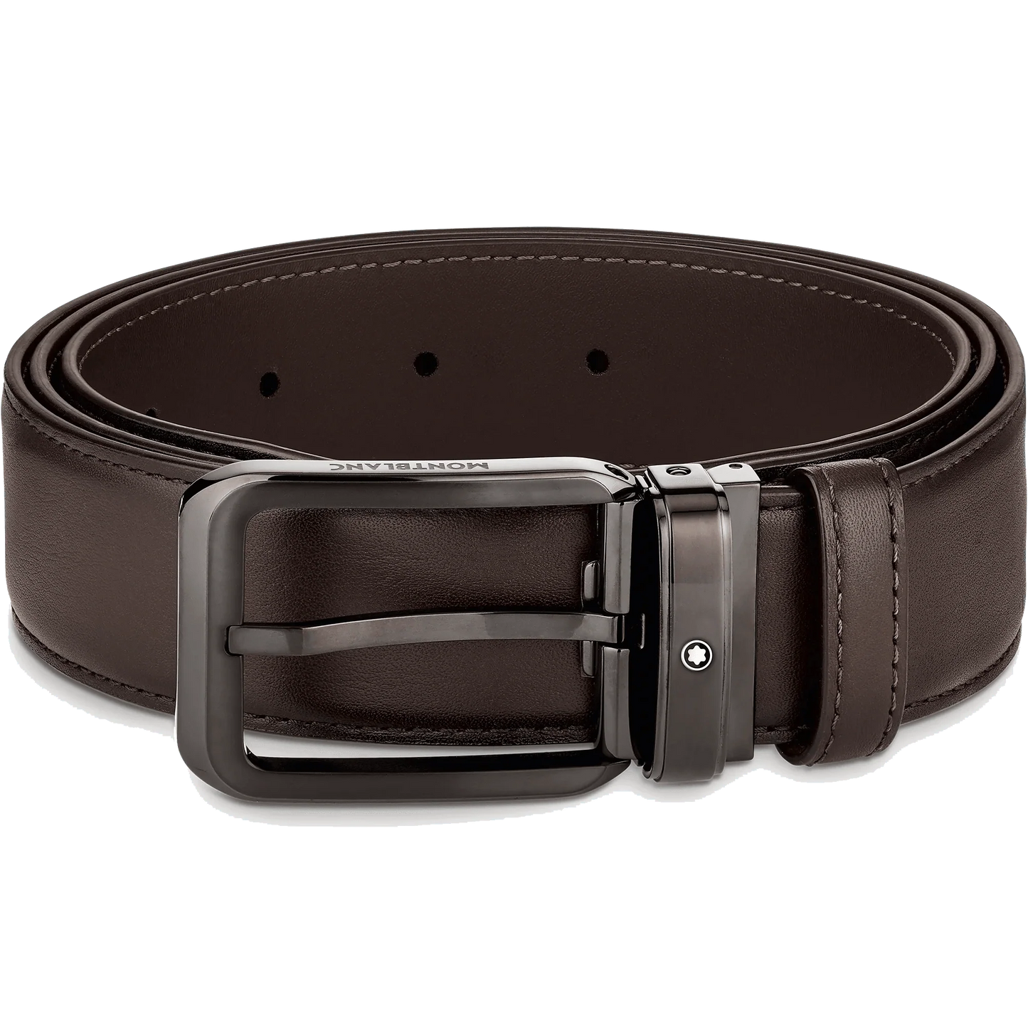 Montblanc cintura 35mm fibbia rettangolare pelle marrone sfumata 129456