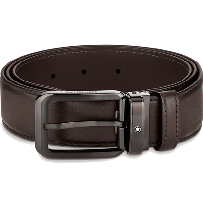 Montblanc cintura 35mm fibbia rettangolare pelle marrone sfumata 129456