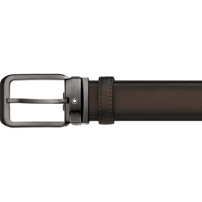Montblanc cintura 35mm fibbia rettangolare pelle marrone sfumata 129456