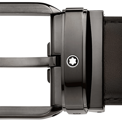 Montblanc cintura 35mm fibbia rettangolare pelle marrone sfumata 129456