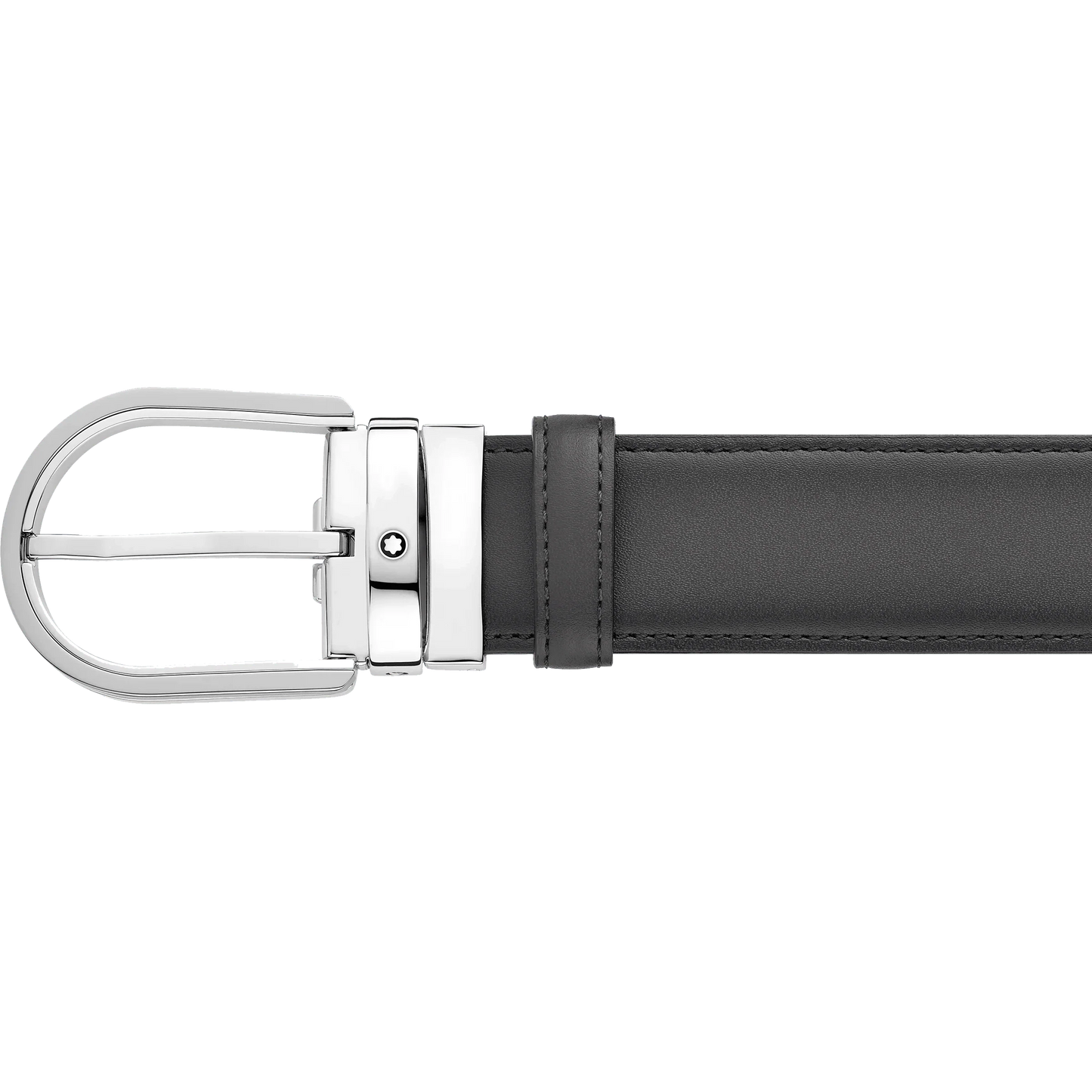 Montblanc cintura da 35 mm in pelle grigia con fibbia a ferro di cavallo 129437