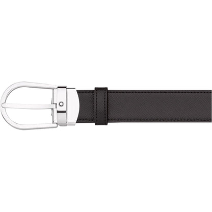 Montblanc cintura elegante 30mm fibbia ferro di cavallo regolabile reversibile nero/marrone Sartorial 113834
