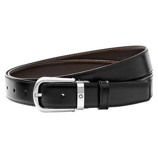 Montblanc cintura uomo elegante nera/marrone 30mm reversibile regolabile 114412