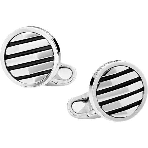 Montblanc gemelli argento Sartorial Architectural inserto geometrico nero 123804