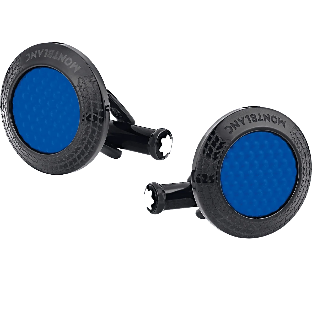 Montblanc gemelli Meisterstück Great Masters Pirelli in acciaio e lacca blu 128396