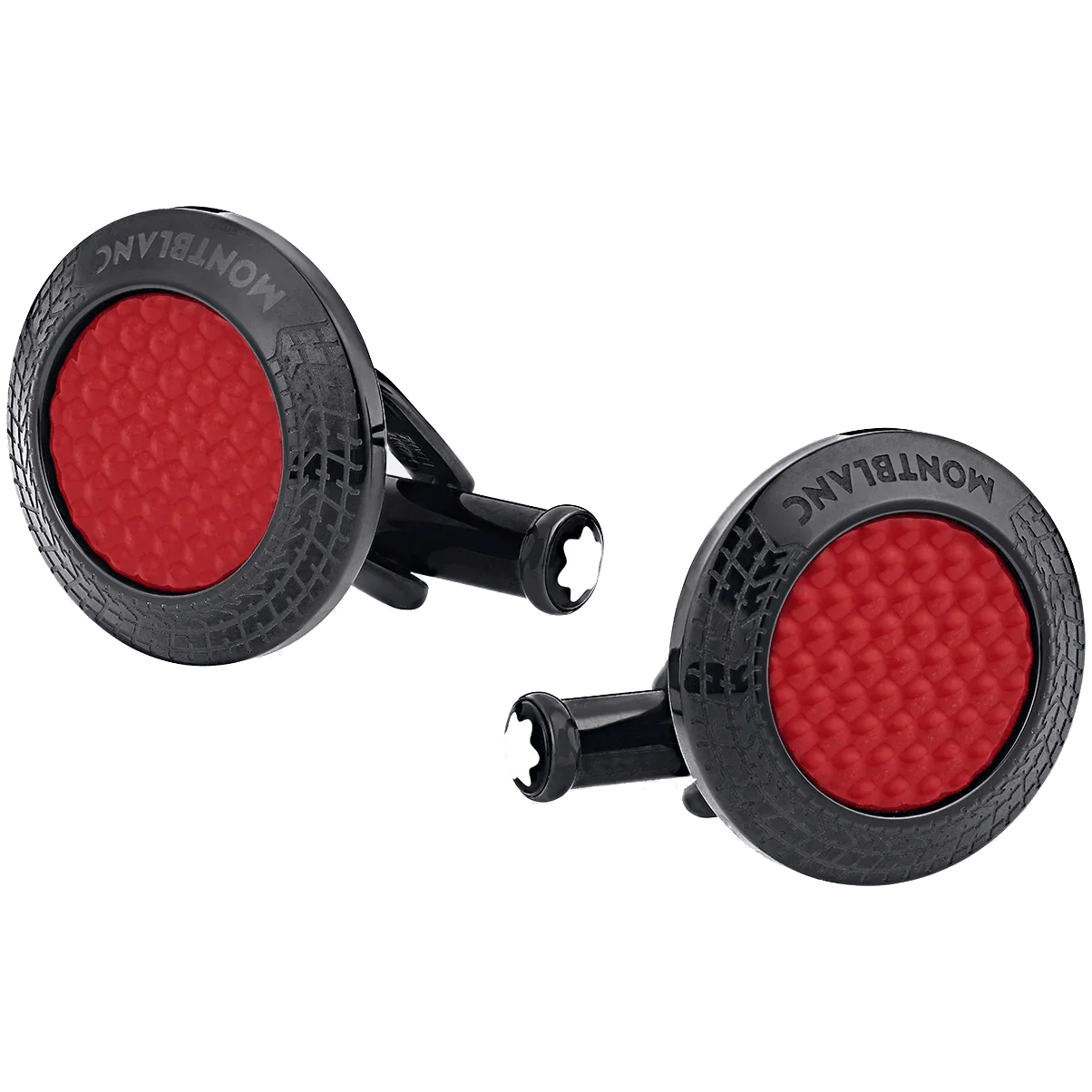 Montblanc gemelli Meisterstück Great Masters Pirelli in acciaio e lacca rossa 128395