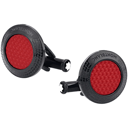 Montblanc gemelli Meisterstück Great Masters Pirelli in acciaio e lacca rossa 128395